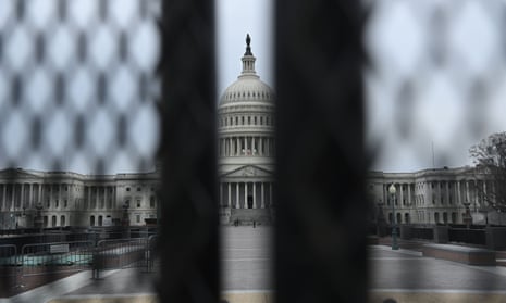 A fence surrounds the US Capitol in Washington DC, on 8 January. 