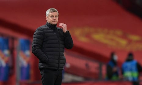 Ole Gunnar Solskjær on the touchline during Manchester United’s Champions League win over RB Leipzig