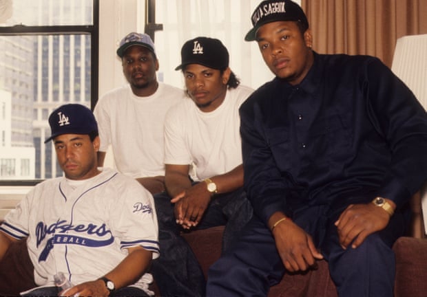 Dr Dre, right, with NWA bandmates in 1991.