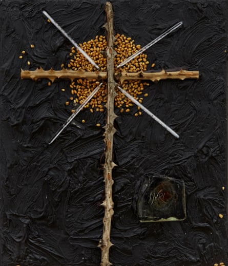 Derek Jarman INRI (Cross of Thorns), 1990 Oil and mixed media on canvas 35.88 x 30.8 cm 14 1/8 x 12 1/8 in