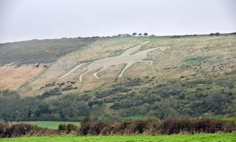 Chalk figure of a horse and rider carved on a hill near Osmington, Dorset, UK, which was created in 1808 as a tribute to George III.