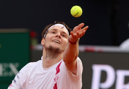 Alexander Bublik serves during his match against Learner Tien at the Italian Open last weekend