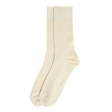 Moss Off-White Fine Ribbed Socks
