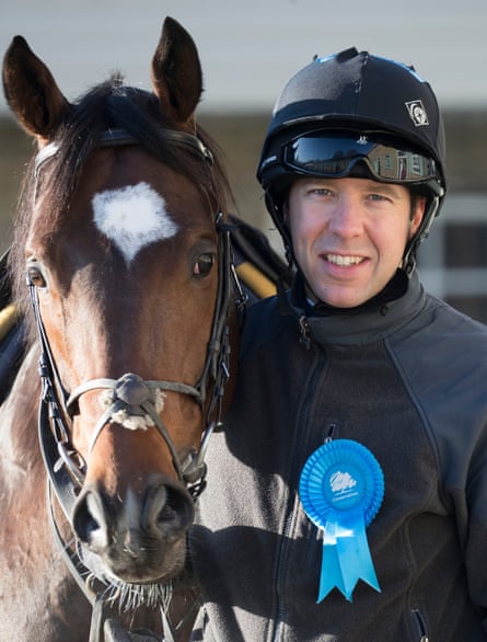 Matt Hancock with a horse in Newmarket