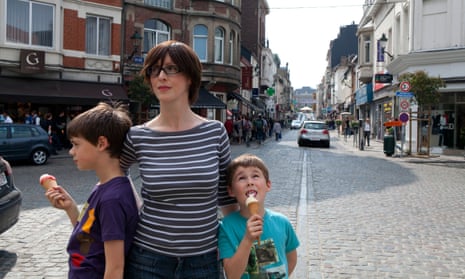 ‘Their generation is kinder and more accepting than mine’: Emma Beddington with her sons Theo and Louis when they were nine and seven and the family lived in Belgium. 
