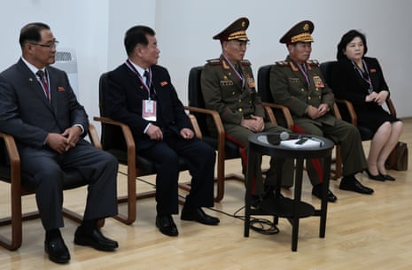 Members of the North Korean delegation attend the Russian-North Korean talks.