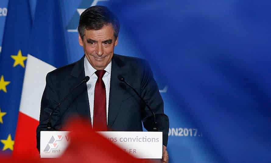 Fillon addresses the rally in Lyon on Tuesday.