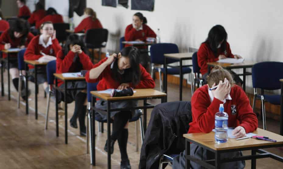 Pupils in an exam hall
