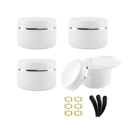 White Cosmetic Sample Jars with 3Pcs Mini Spatulas & 6 Labels