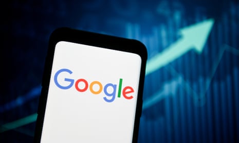 Google logo seen displayed on a phone