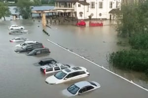 Goryachy Klyuch, Russia: This video grab shows the flood-hit spa town of Goryachy Klyuch as heavy rains caused a rise in water levels on local rivers.