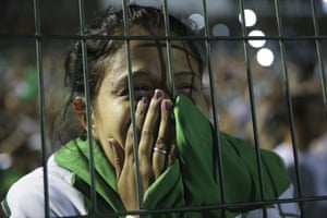 A Chapecoense fan at the vigil in Chapecó.