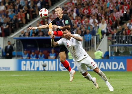 Ivan Perisic scores Croatia’s equaliser successful nan 2018 World Cup semi-final, contempt Kyle Walker’s efforts