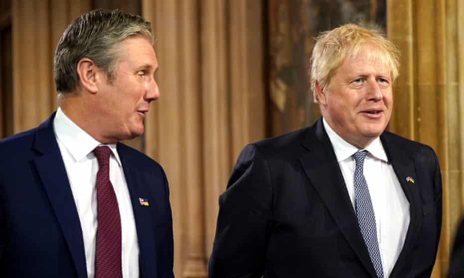 Keir Starmer and Boris Johnson on their way to the Queen’s speech.
