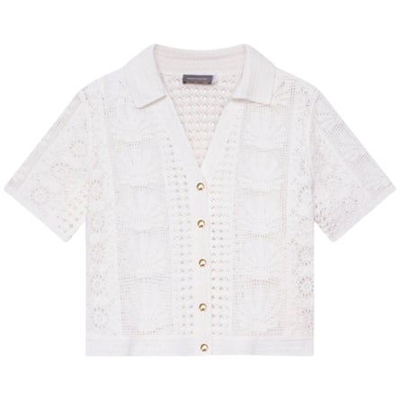 Mint Velvet cream crochet shell shirt