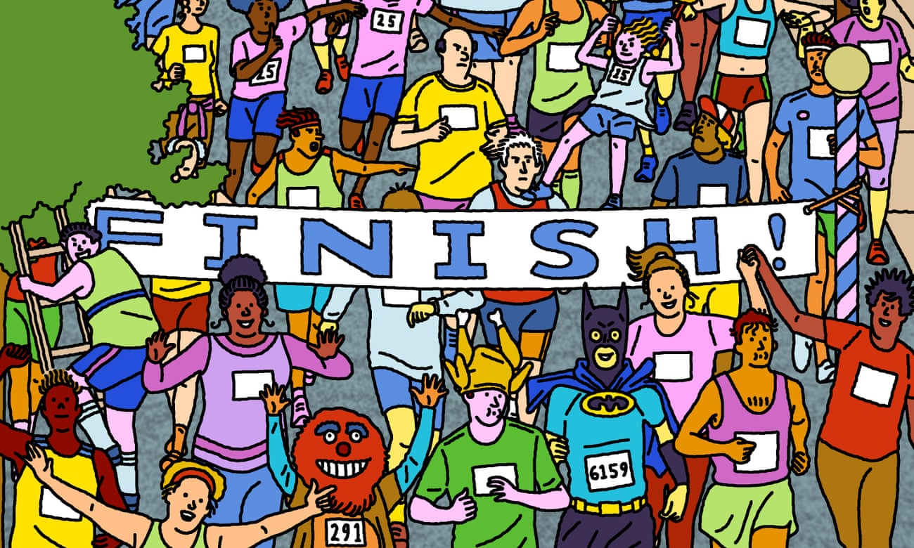 colourful illustration of runners in a marathon