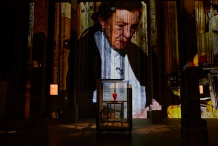 Louise Bourgeois recreates her father’s party trick in a projection on the wall of the Tank.
