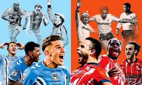 Montage of Coventry and Luton players from past and present ahead of the two sides' Championship playoff final at Wembley