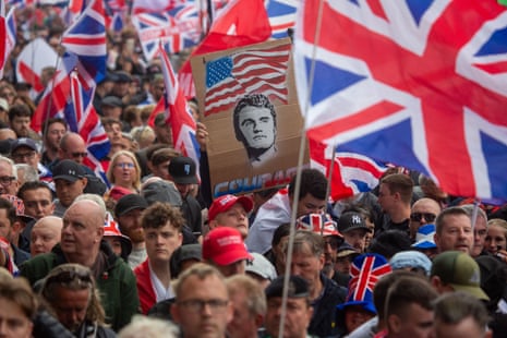 Crowds for the ‘unite the kingdom’ march on Saturday involving far-right activist Tommy Robinson.