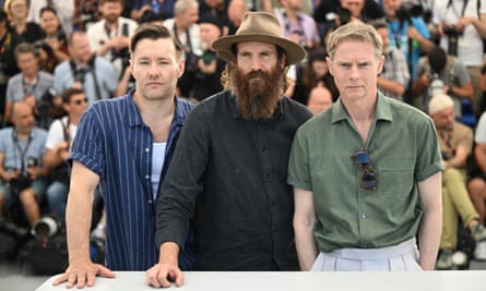 From left: Joel Edgerton, Thomas M Wright and Sean Harris at the photocall for The Stranger at Cannes film festival in May