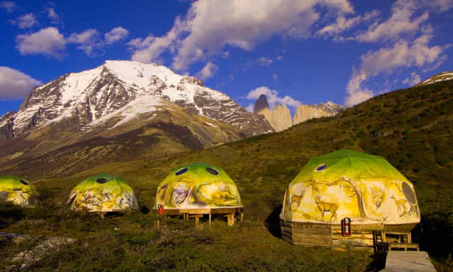 High camp: eco tents in the shadow of the Torres del Paine National Park.