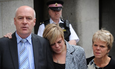 Milly’s parents, Bob and Sally Dowler, and her sister Gemma outside court in 2011.