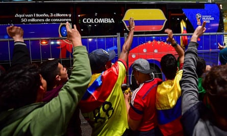 The Colombia fans were already out in force to cheer on their team at Kazan airport.