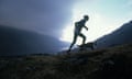 Joss Naylor running up Wasdale in the Lake District, Cumbria