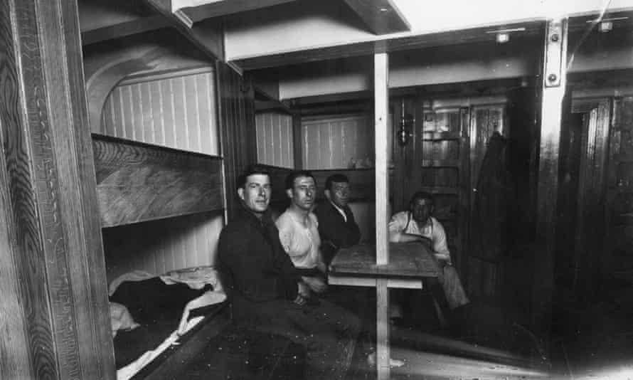 Endurance crew members during preparations for Shackleton's Antarctic Expedition