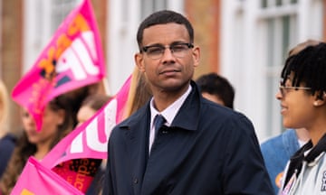 Daniel Kebede, general secretary of the National Education Union on a picket line
