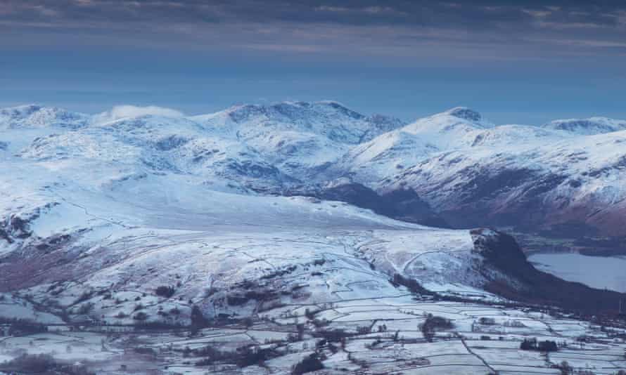Looking across to England’s highest summit, Scafell Pike, from Blencathra summit.