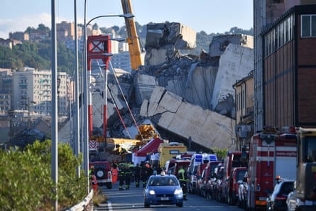 The collapsed Morandi bridge in August last year.