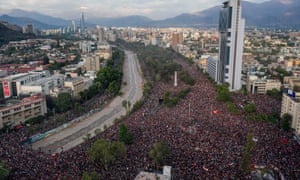 Thousands protest in Santiago against social inequality, 25 October.