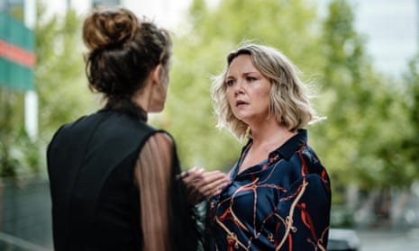 Anna (Charlie Brooks) confronts her husband’s assistant Caroline (Isabella Giovinazzo) in Lie With Me.