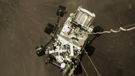 Footage of Perseverance rover landing on Mars released by Nasa – video