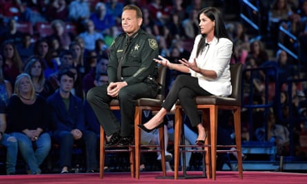 Dana Loesch and Sheriff Scott Israel during the CNN town hall meeting.