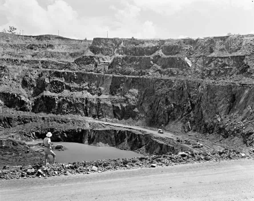 A man stands in the basin of the Rum Jungle uranium mine in 1958.