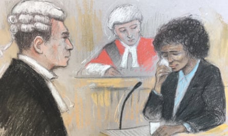 Sketch of Berlinah Wallace in the dock at Bristol crown court
