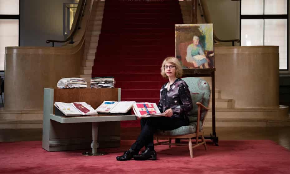 Carol Morley with a few of the items from Wellcome’s archive of Audrey Amiss material.