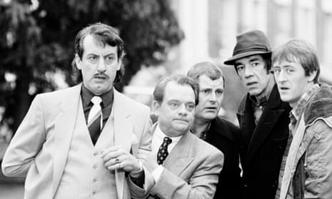 John Challis, left, as Boycie with other cast members of Only Fools and Horses. From left: David Jason as Del Boy Trotter, Kenneth MacDonald as Mike the barman, Roger Lloyd-Pack as Trigger and Nicholas Lyndhurst as Rodney Trotter.