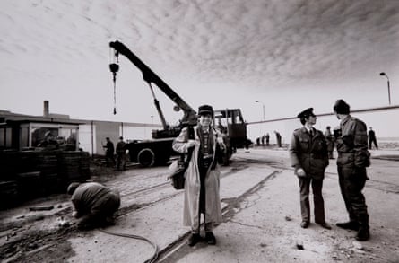 Brian Harris in East Berlin, November 1989, as the East Germans break down the wall at Potsdamer Platz.