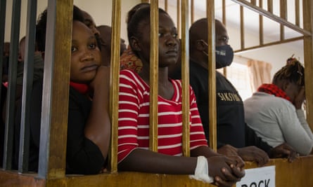 People in the dock at a court hearing in Kampala on 8 February.