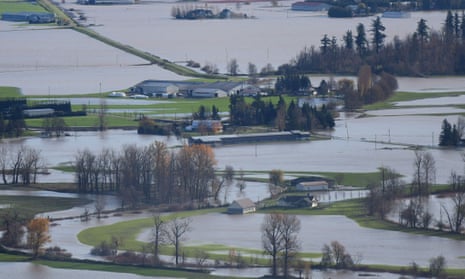 Flooding in the Sumas Prairie area of Abbotsford, British Columbia.