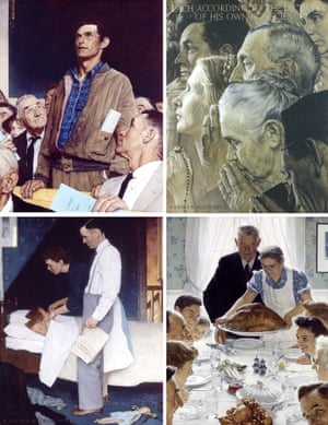 A composite of Norman Rockwell’s Four Freedoms, on display at the New York Historical Society Museum.