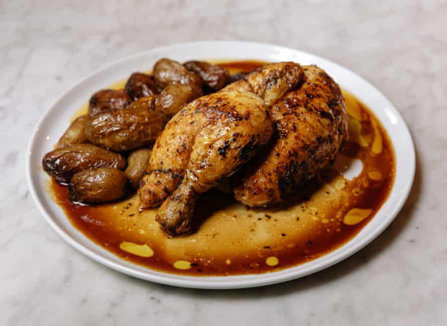 Royale, London E3: ‘Sometimes, I have to admit that the French just do it better’ – restaurant review | Food 1 The half-chicken with dripping potatoes at Royale, London E3: ‘Simple, non-fussy, French cuisine à la bonne femme.’