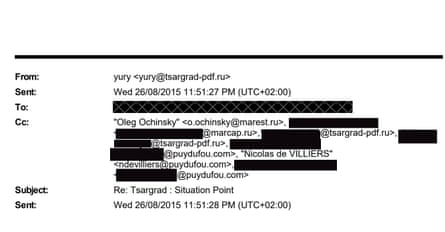 An email header showing correspondence in July 2015, with Oleg Ochinsky copied in