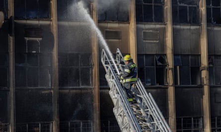 A firefighter at work.