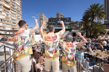 Punters in Benidorm watching the action at Cheltenham.