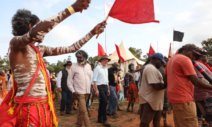 Prime minister Anthony Albanese at the opening ceremony of the Garma festival