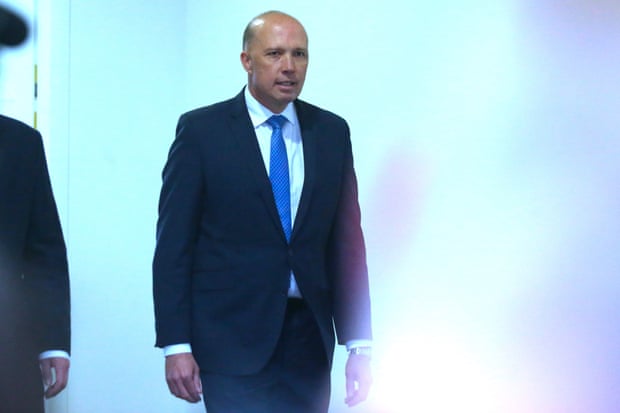 Peter Dutton makes his way to the Liberal party room on Friday where he was defeated by Scott Morrison in his attempt to become leader. 